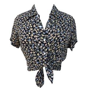 Vintage Floral Snap Button Blouse